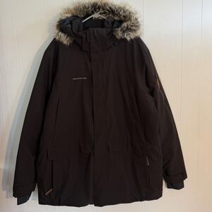 Obermeyer $399 Men's Ridgeline Dark Brown Insulated Ski Jacket w/ Faux Fur, 2XL